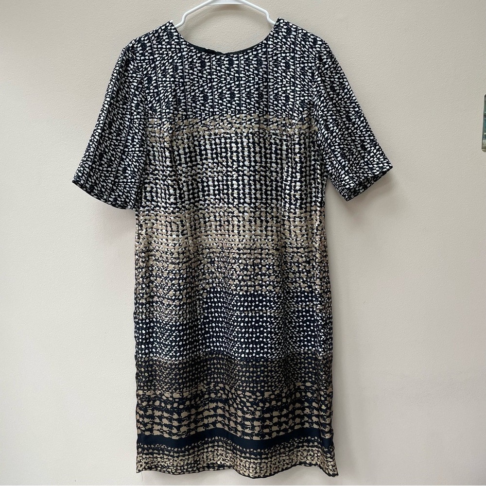 Brooks Brothers 100% Silk Patterned Sheath Dress Woven in Italy Size 14 - Picture 3 of 12
